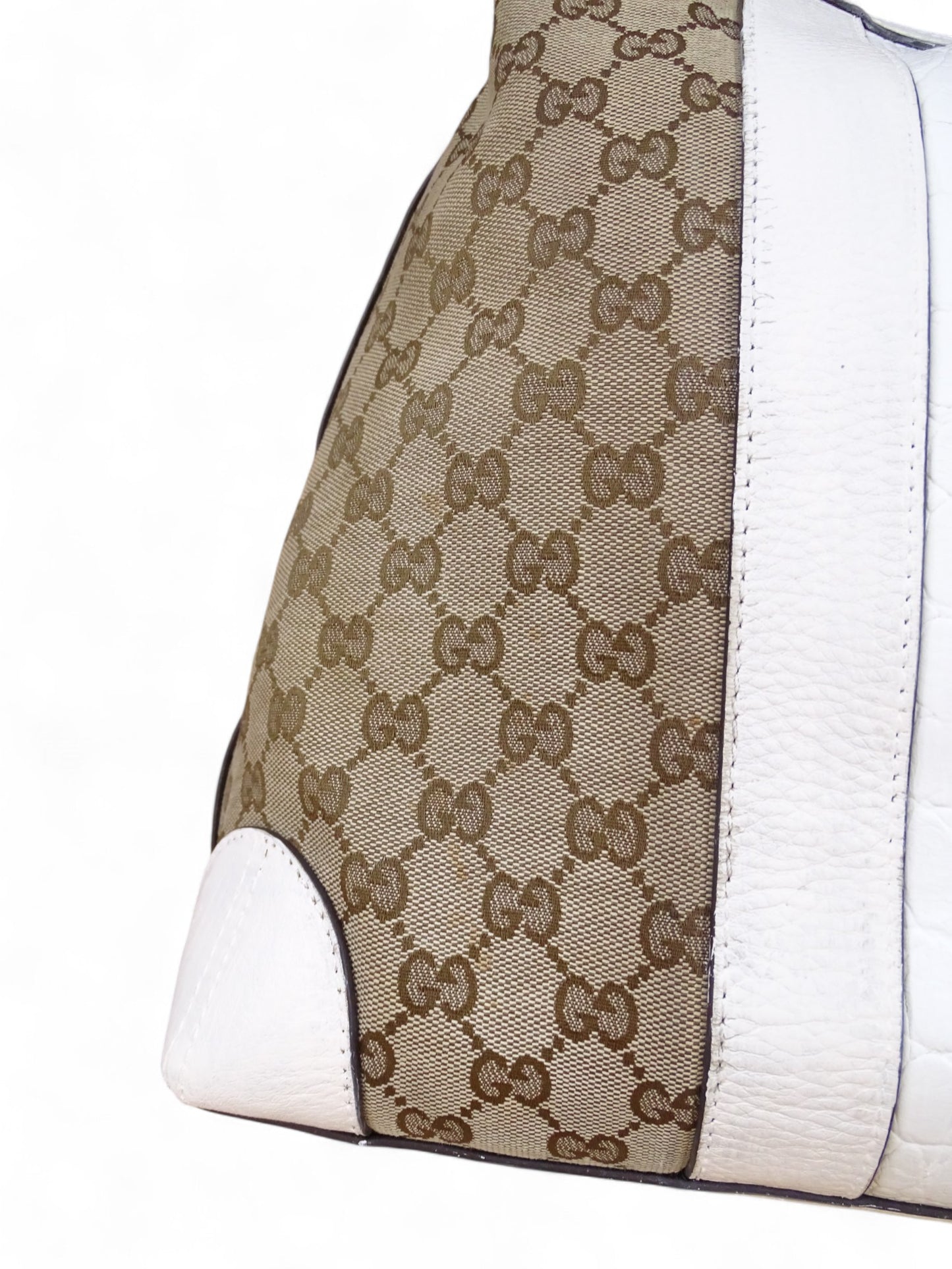 Gucci Secret Canvas Sac Medium Crocodile Toile Monogramme Web Blanc Beige