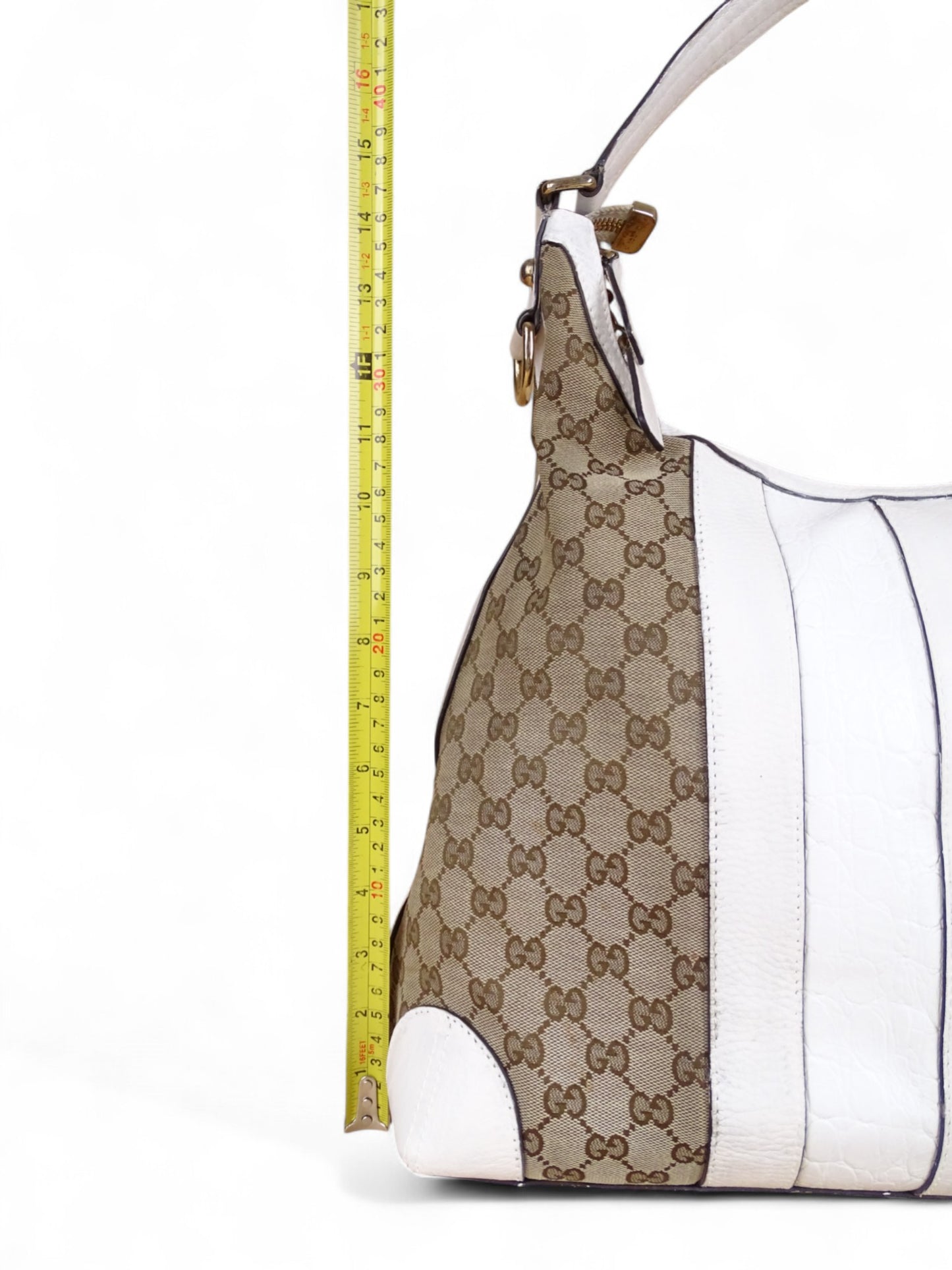 Gucci Secret Canvas Sac Medium Crocodile Toile Monogramme Web Blanc Beige