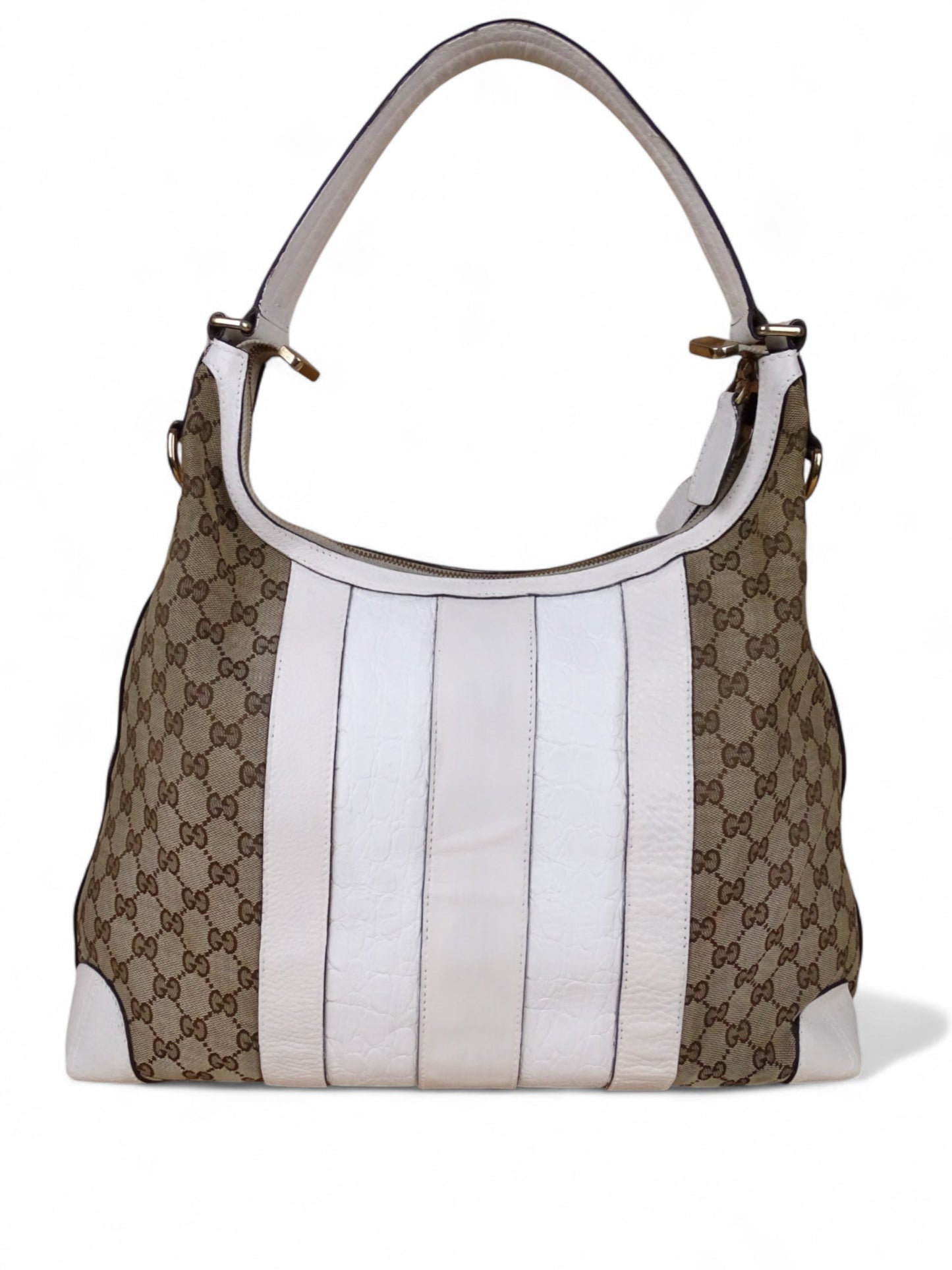 Gucci Secret Canvas Sac Medium Crocodile Toile Monogramme Web Blanc Beige