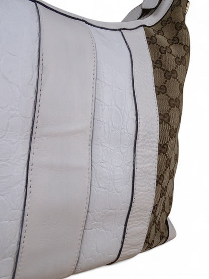 Gucci Secret Canvas Sac Medium Crocodile Toile Monogramme Web Blanc Beige