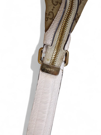 Gucci Secret Canvas Sac Medium Crocodile Toile Monogramme Web Blanc Beige