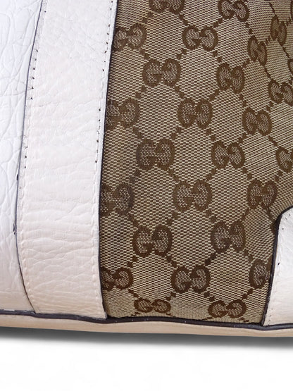 Gucci Secret Canvas Sac Medium Crocodile Toile Monogramme Web Blanc Beige