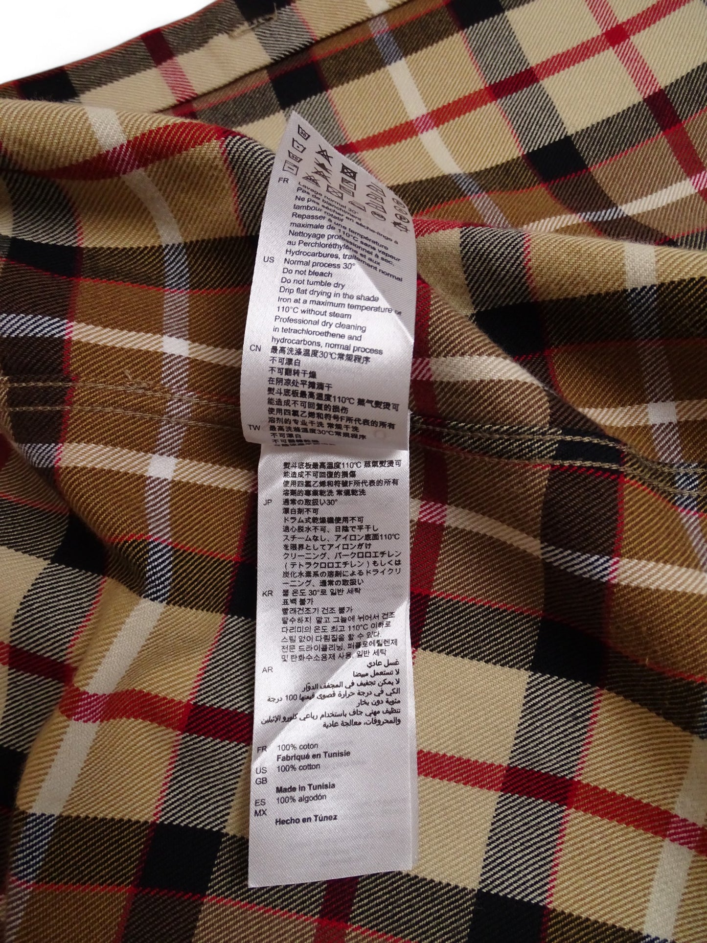 Sandro Chemise Tartan Écossais Beige Épais XS Homme