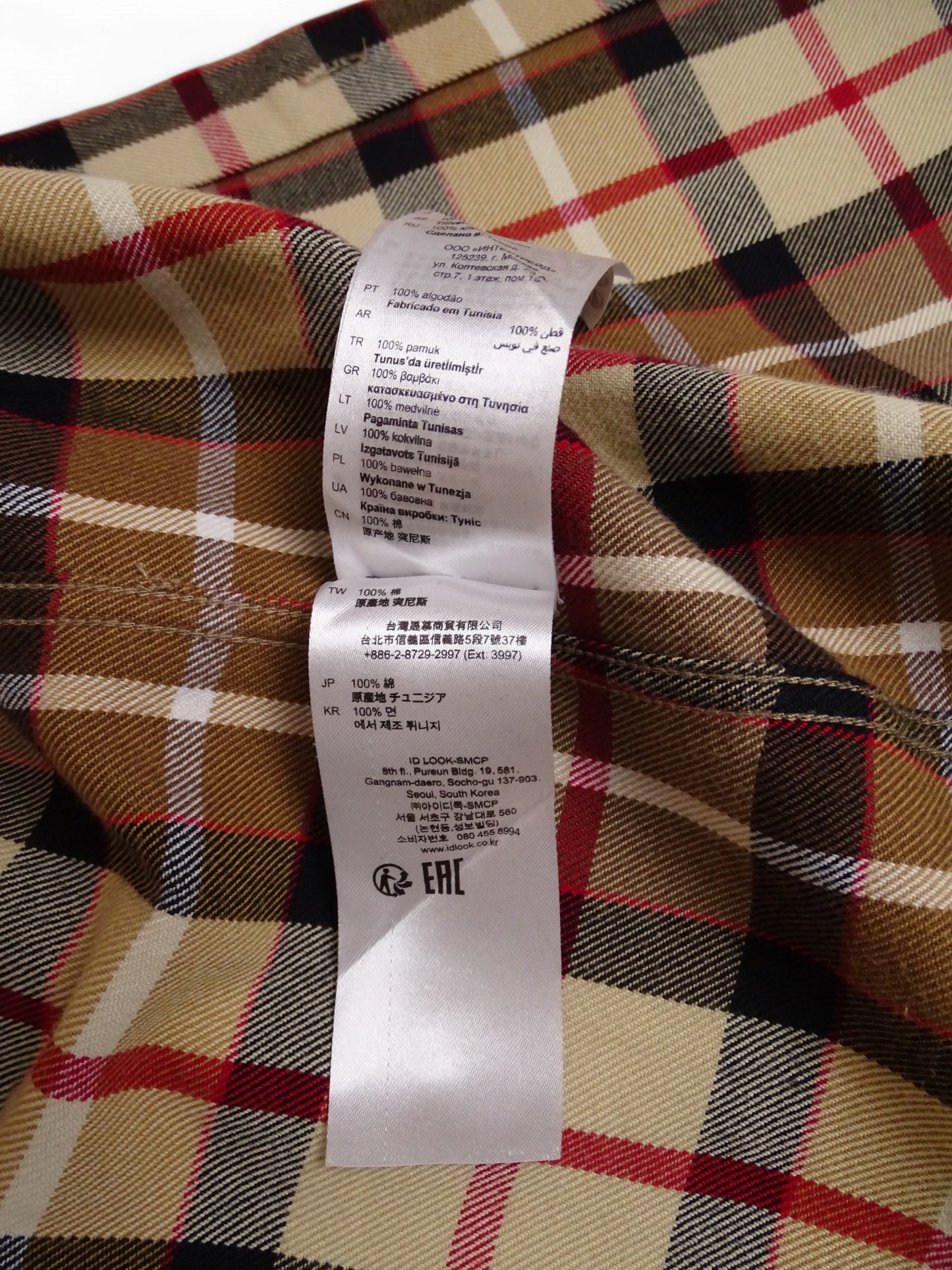 Sandro Chemise Tartan Écossais Beige Épais XS Homme