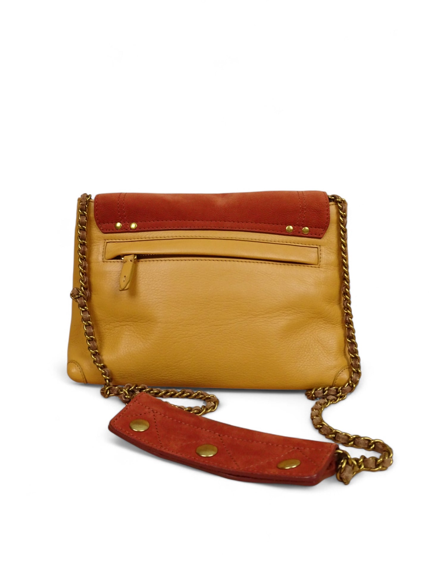 Sac Jérôme Dreyfuss Lulu M Jaune Terra cota Cuir Daim