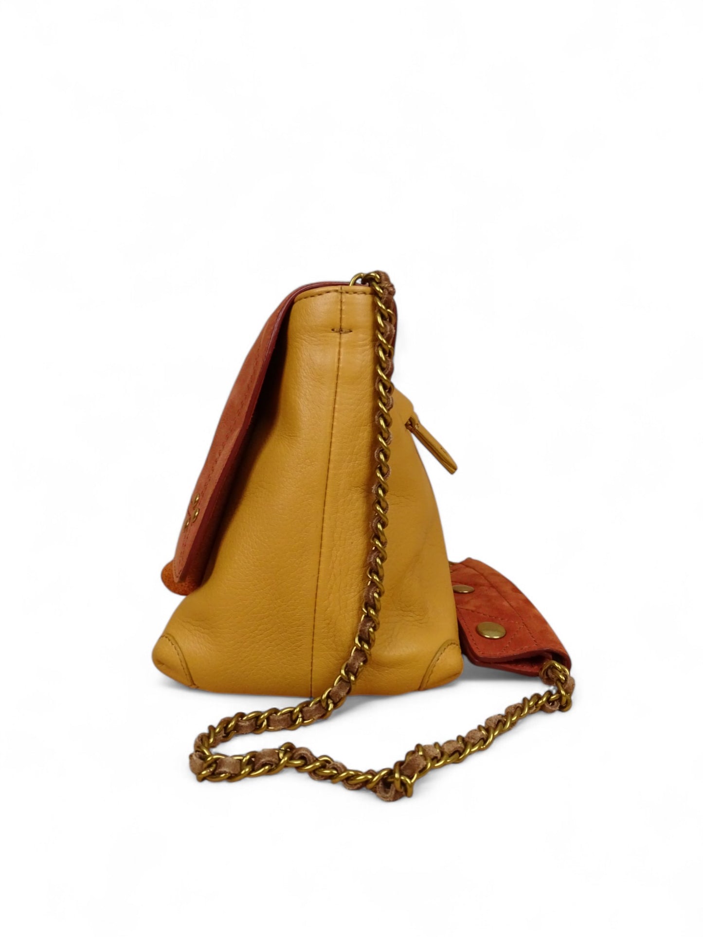 Sac Jérôme Dreyfuss Lulu M Jaune Terra cota Cuir Daim