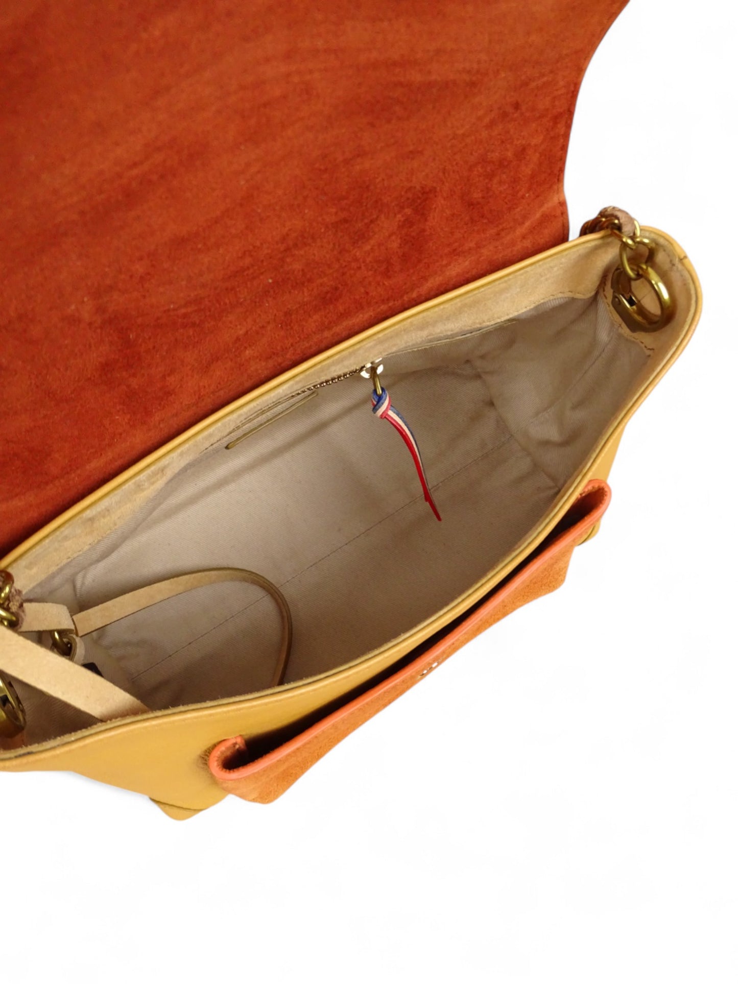 Sac Jérôme Dreyfuss Lulu M Jaune Terra cota Cuir Daim
