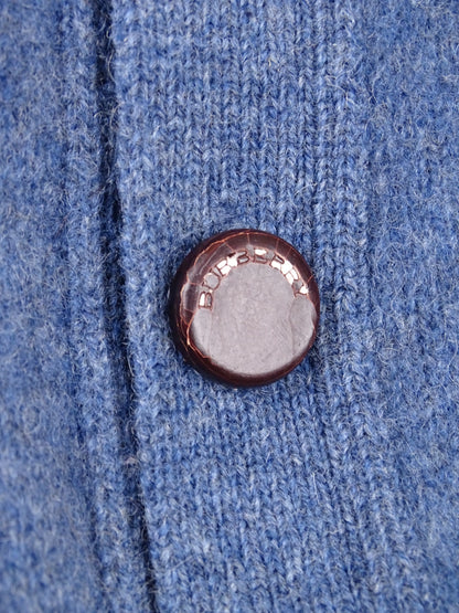 Cardigan Burberry Col Roulé Boutons Bleu M Homme 100% Laine