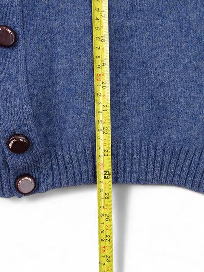 Cardigan Burberry Col Roulé Boutons Bleu M Homme 100% Laine