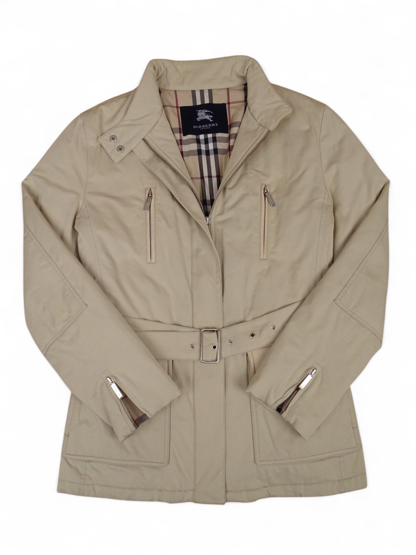 Burberry Trench Ceinture Beige Femme Tartan M femme