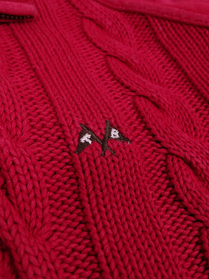 Burberry Gilet Zippé Rouge Torsadé M