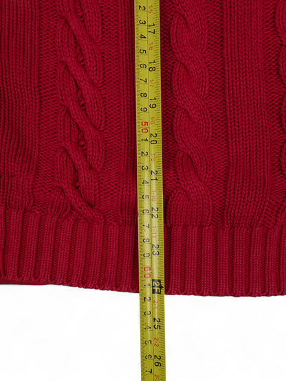 Burberry Gilet Zippé Rouge Torsadé M