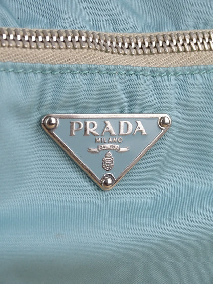 Prada Sac Porté Épaule Toile Turquoise