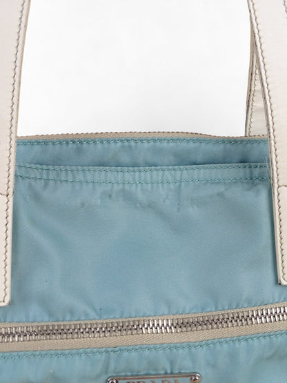 Prada Sac Porté Épaule Toile Turquoise