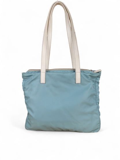 Prada Sac Porté Épaule Toile Turquoise