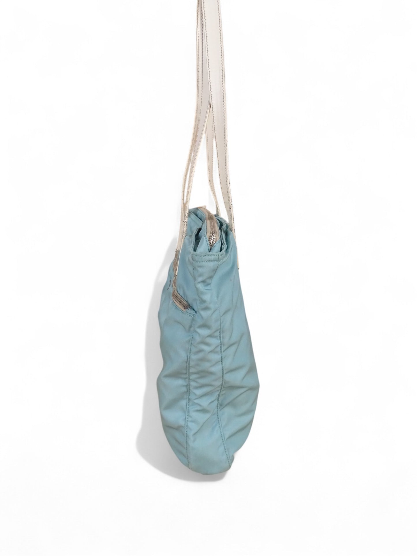 Prada Sac Porté Épaule Toile Turquoise