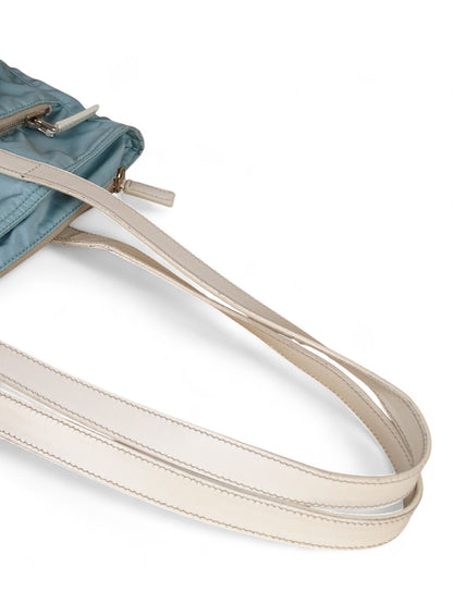 Prada Sac Porté Épaule Toile Turquoise