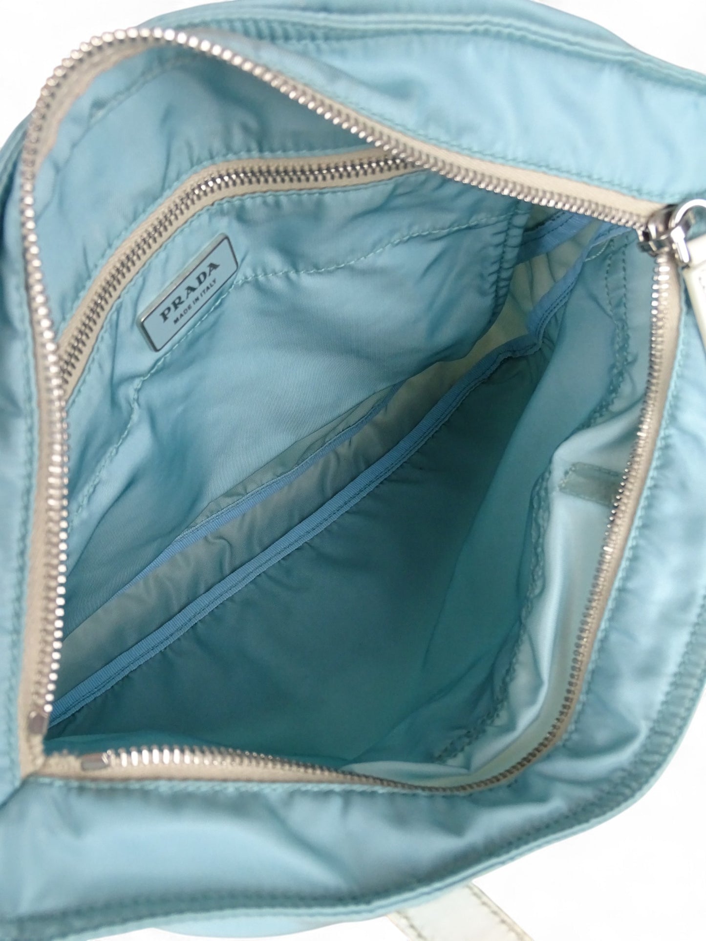 Prada Sac Porté Épaule Toile Turquoise