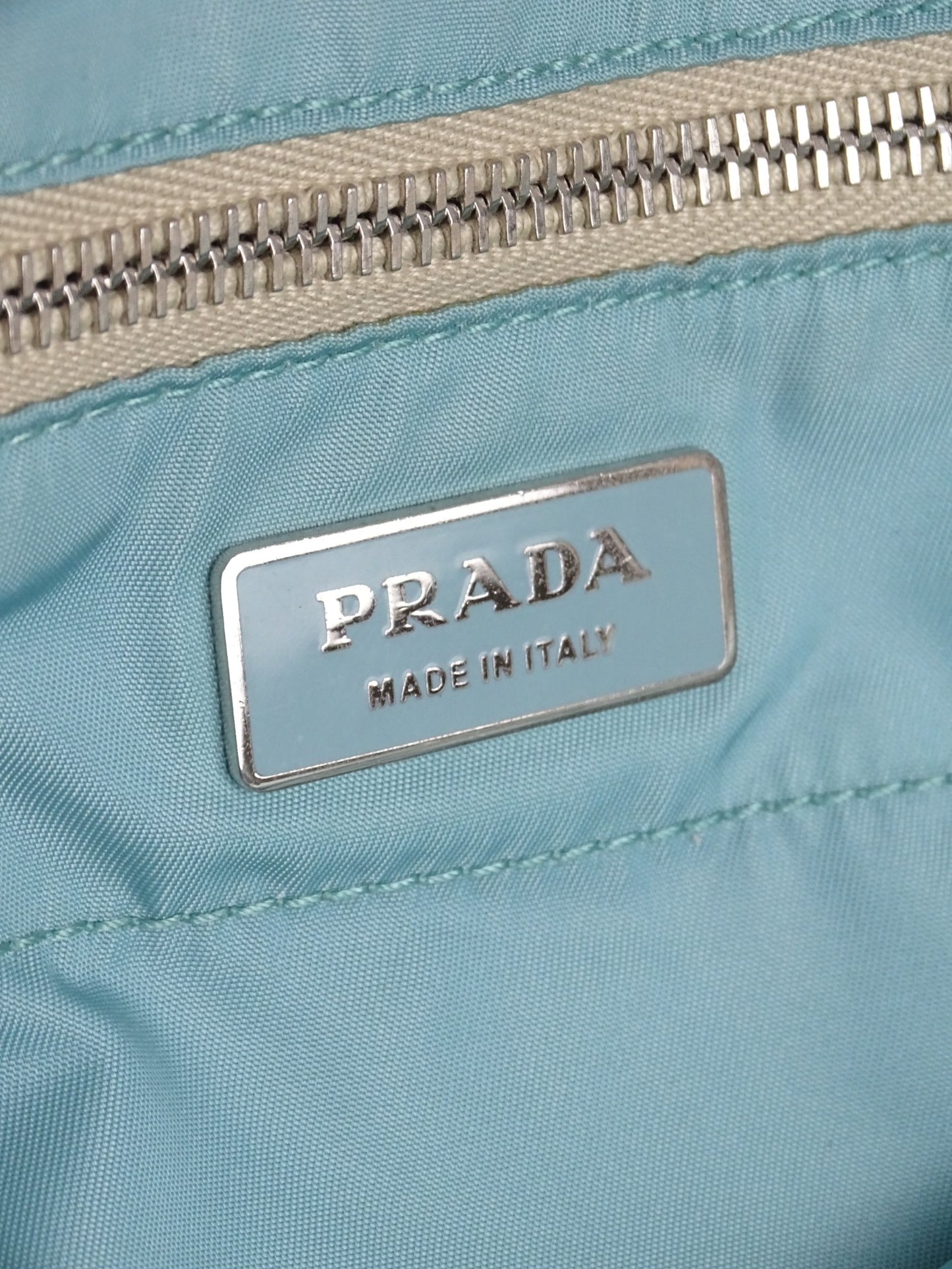 Prada Sac Porté Épaule Toile Turquoise