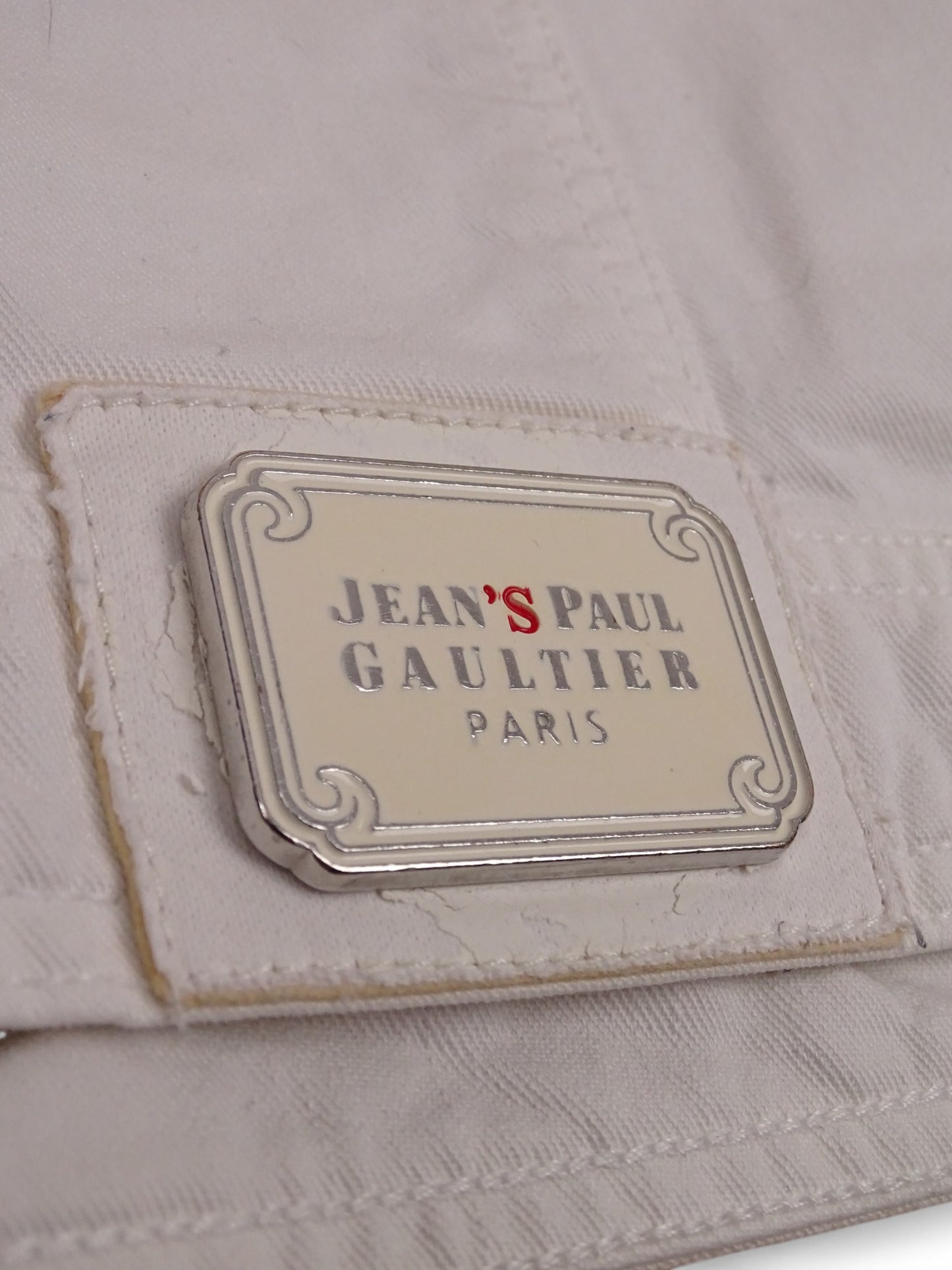 Jean Paul Gaultier Veste Jean Blanche Crop L Homme