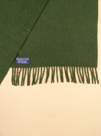Écharpe Burberry Verte Unie 100% Cachemire 133 Cm Long