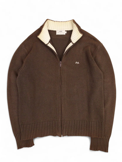 Burberry Pull Zippé Coton Marron/Beige XL Homme