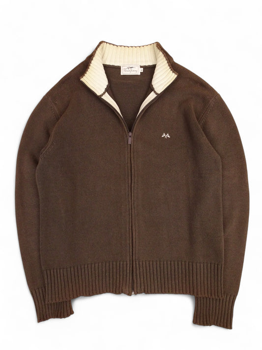 Burberry Pull Zippé Coton Marron/Beige XL Homme