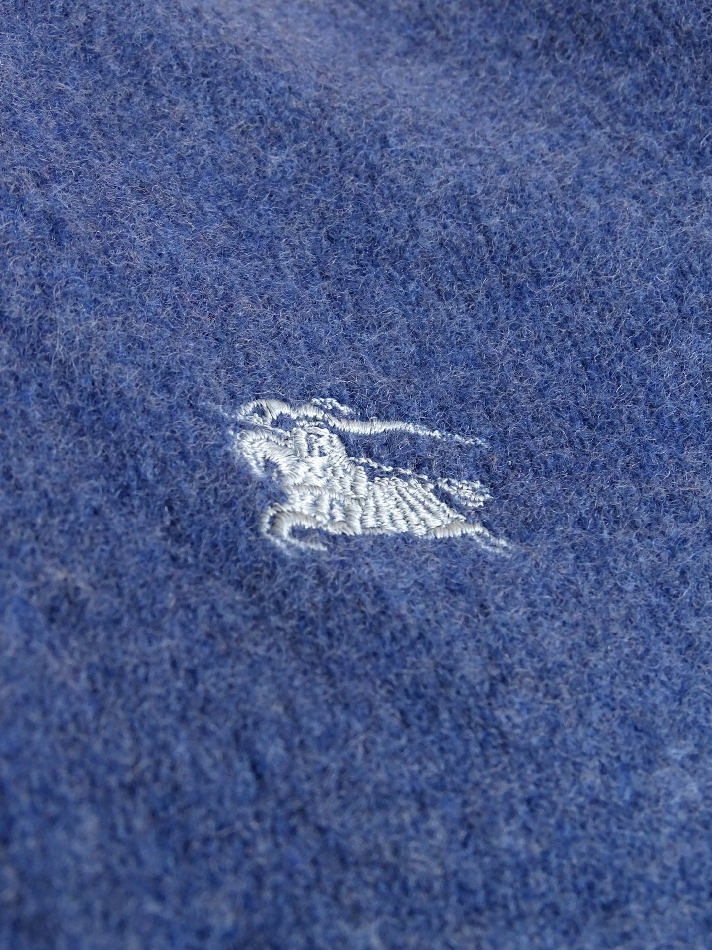 Burberry Pull Half Zip Col Montant Bleu Laine S Homme