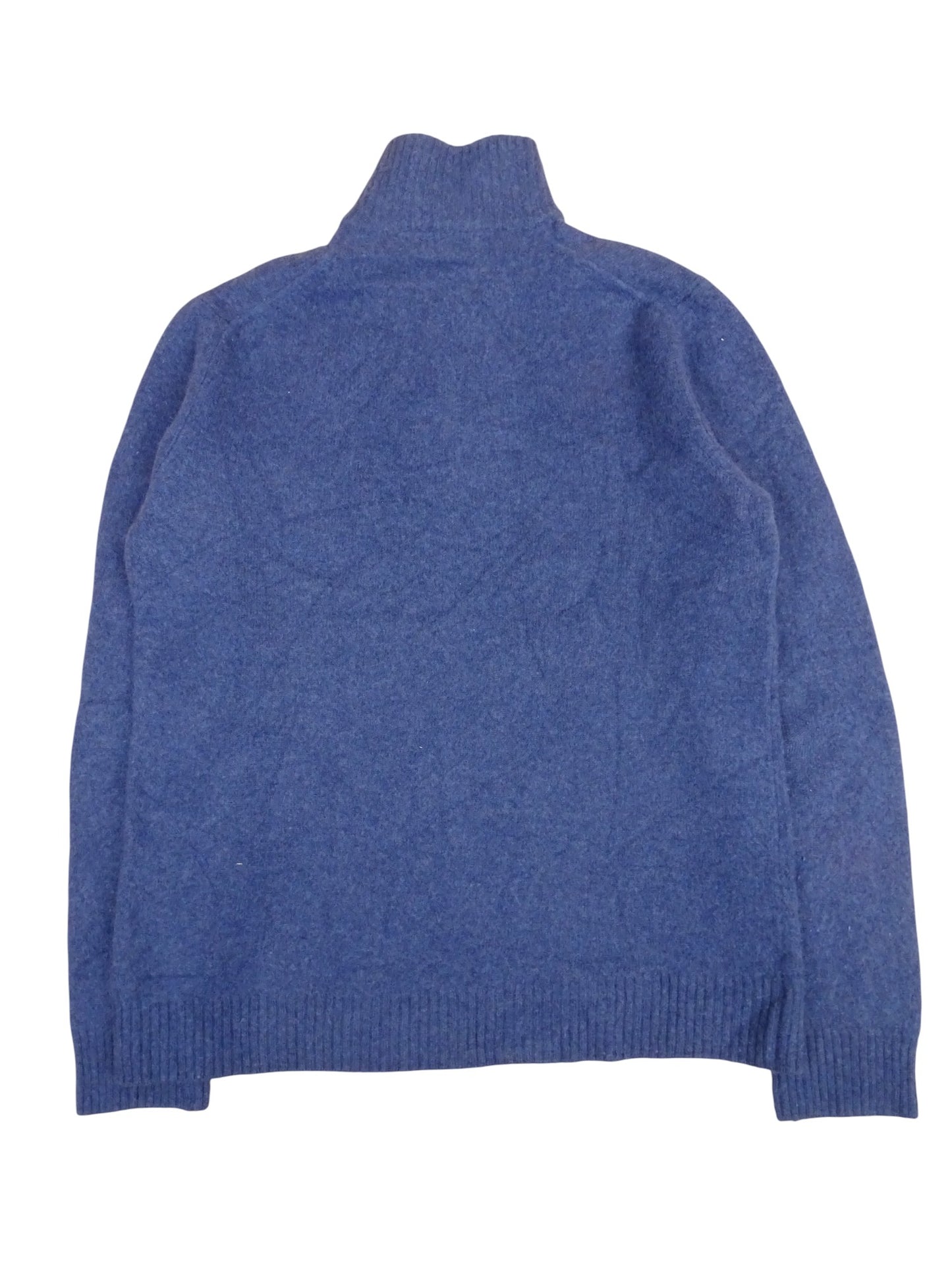 Burberry Pull Half Zip Col Montant Bleu Laine S Homme