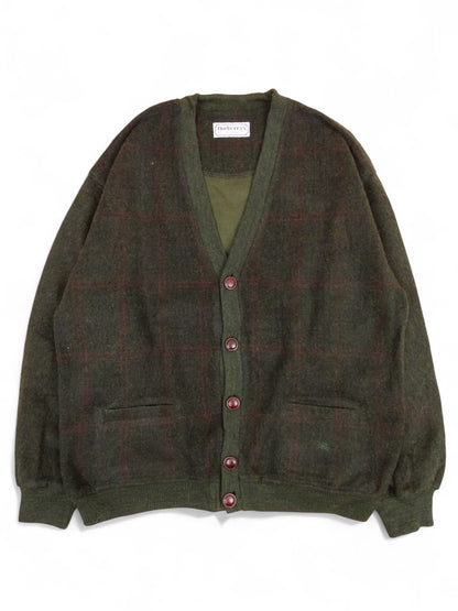 Burberry Cardigan Kaki Vert Écossais Laine XL Homme