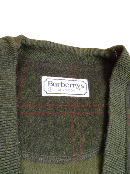 Burberry Cardigan Kaki Vert Écossais Laine XL Homme
