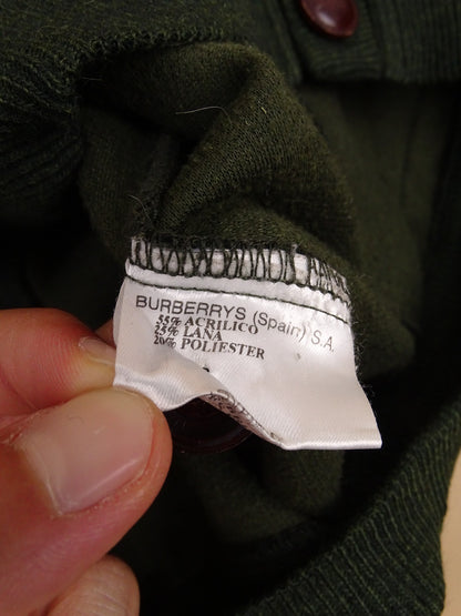 Burberry Cardigan Kaki Vert Écossais Laine XL Homme