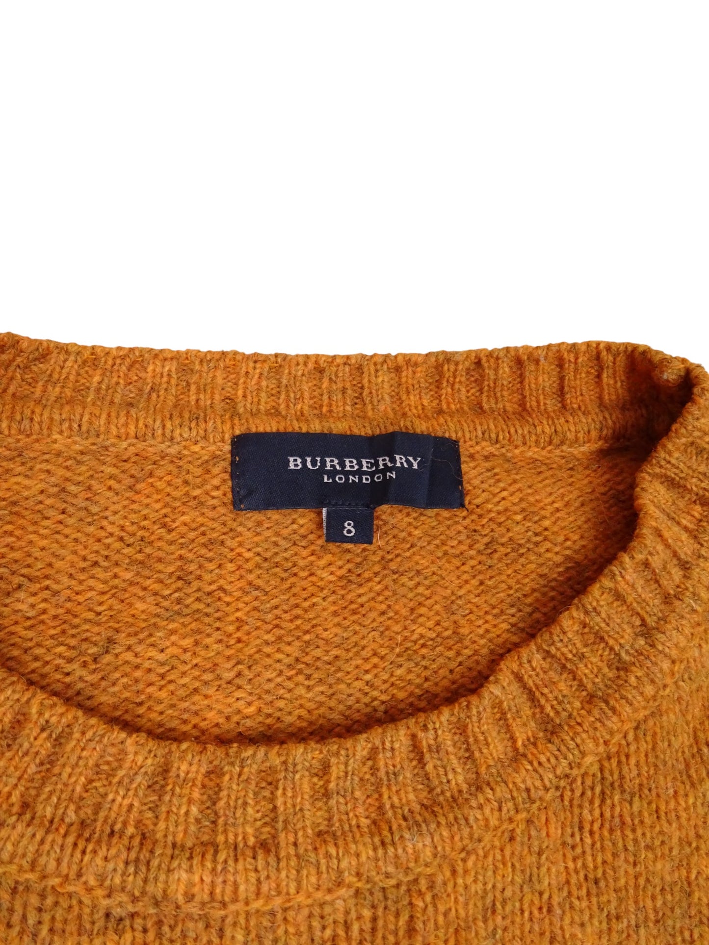 Burberry Pull Col Rond Orange XXL Homme 100% Laine