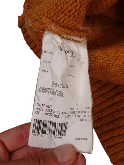 Burberry Pull Col Rond Orange XXL Homme 100% Laine