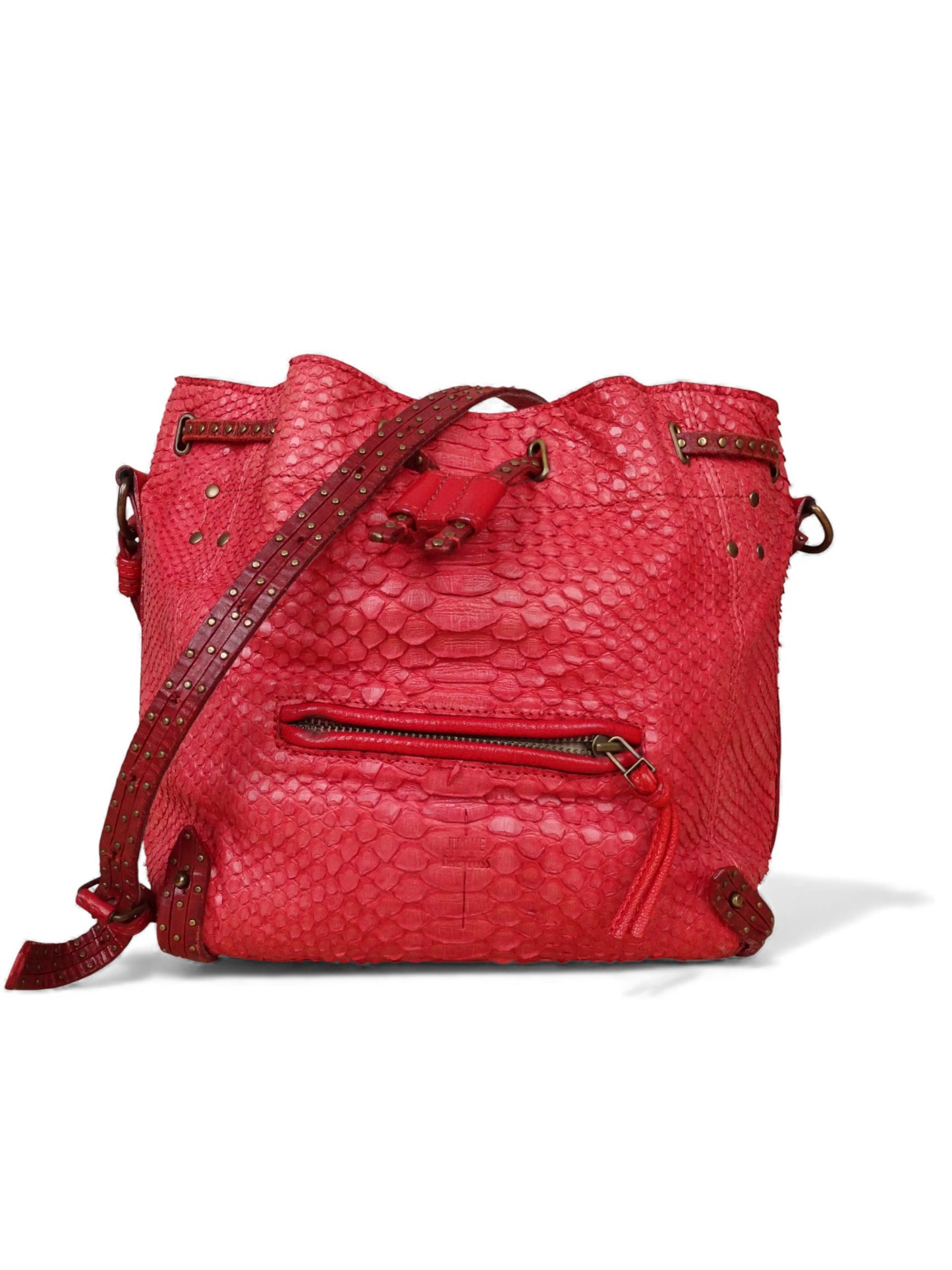 Jérôme Dreyfuss Sac Bandoulière "Luc" Python Rouge