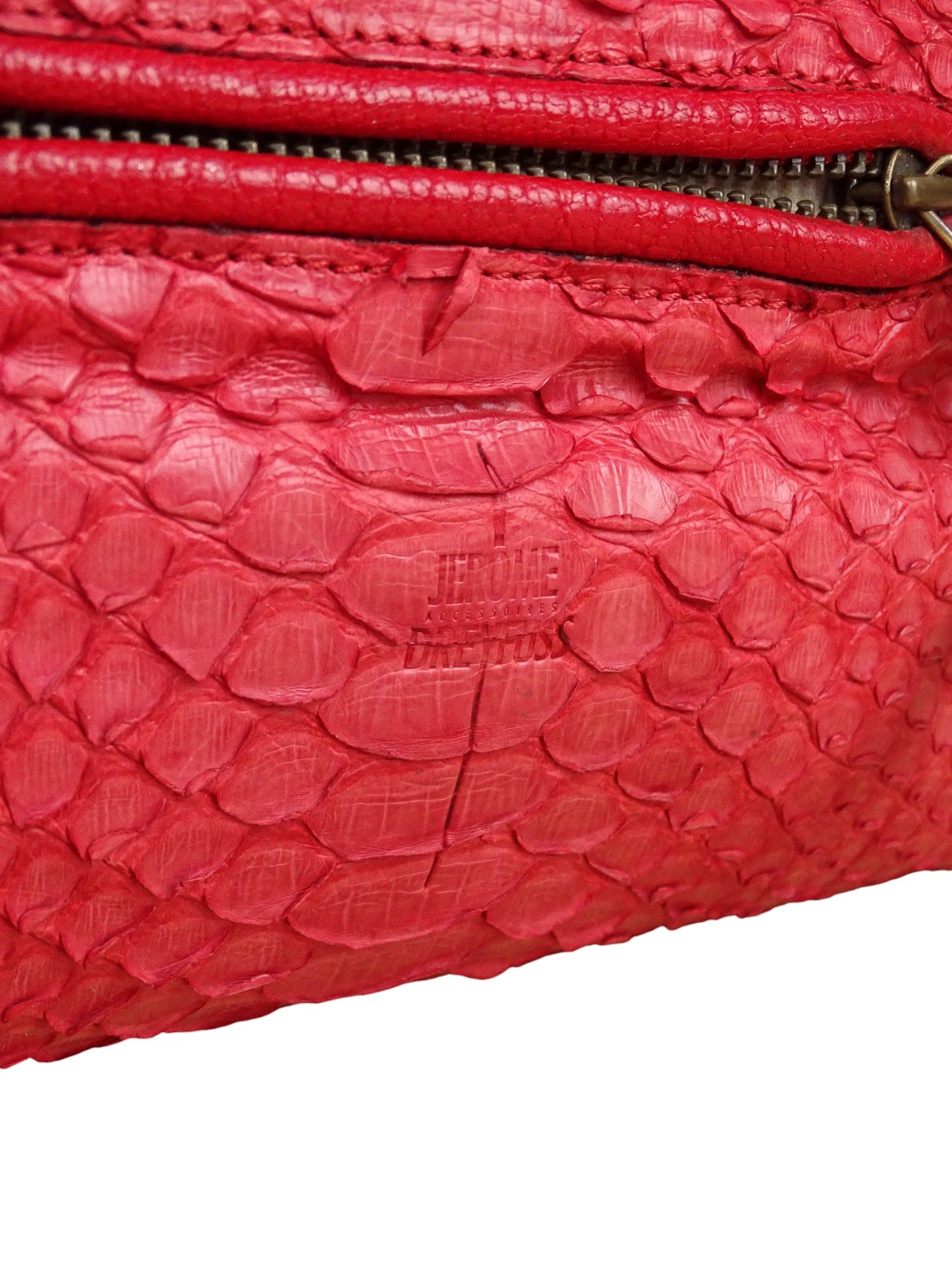 Jérôme Dreyfuss Sac Bandoulière "Luc" Python Rouge