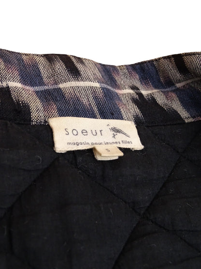 Soeur Veste Coton Zippée Marine/Blanche À Motifs S Femme