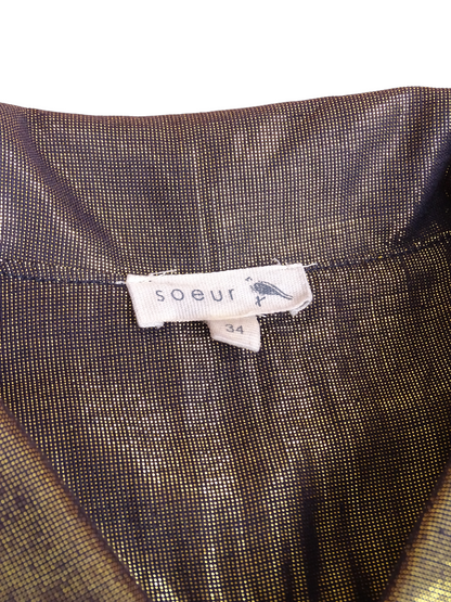 Soeur Veste Légère Dorée Et Noire Lurex XS Femme