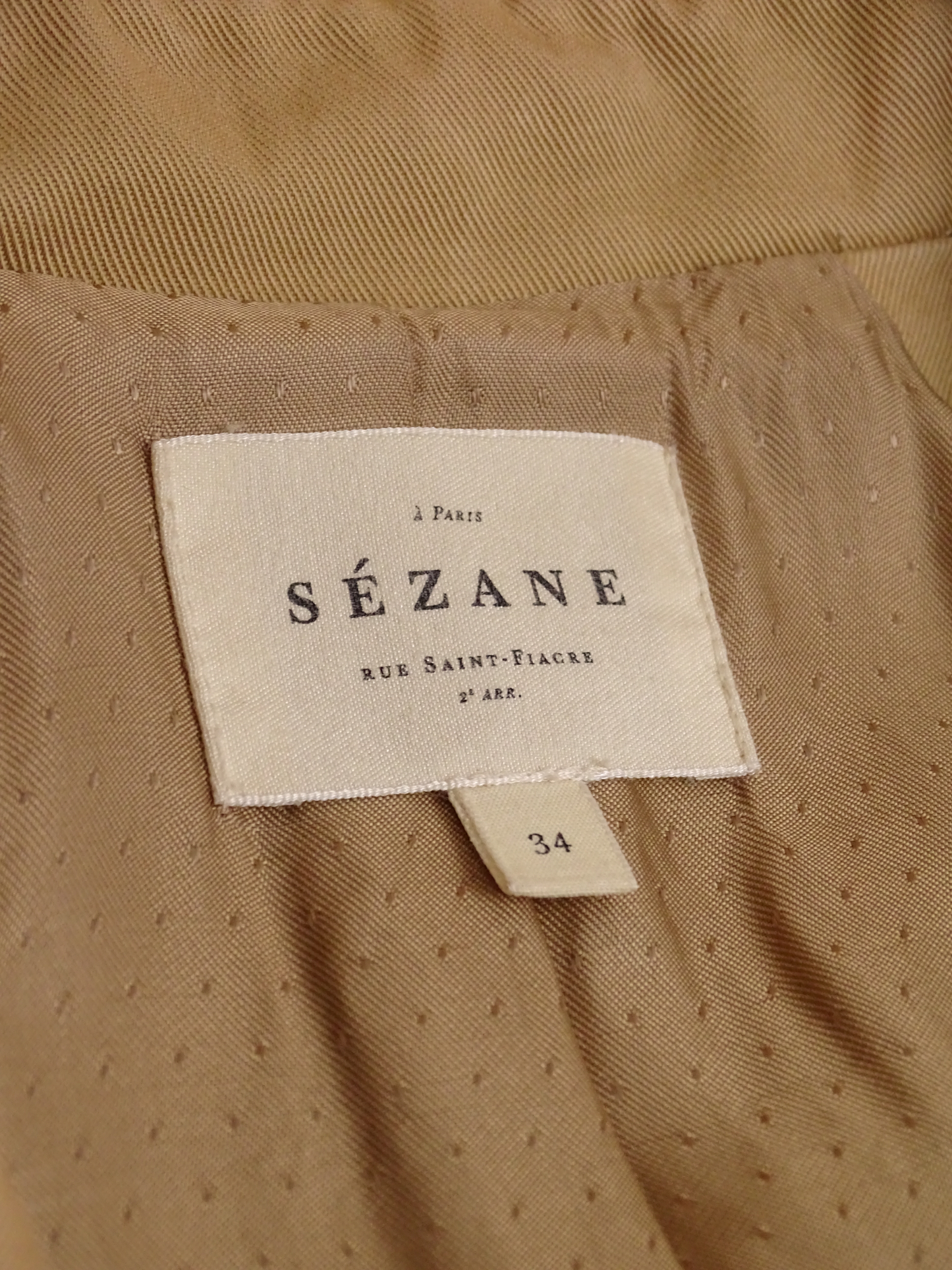 Sézane Trench Long Beige Avec Ceinture XS Femme