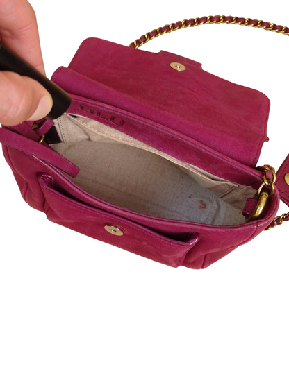 Jérôme Dreyfuss Sac Bandoulière "Lulu" S Daim Cuir Rose Fuschia