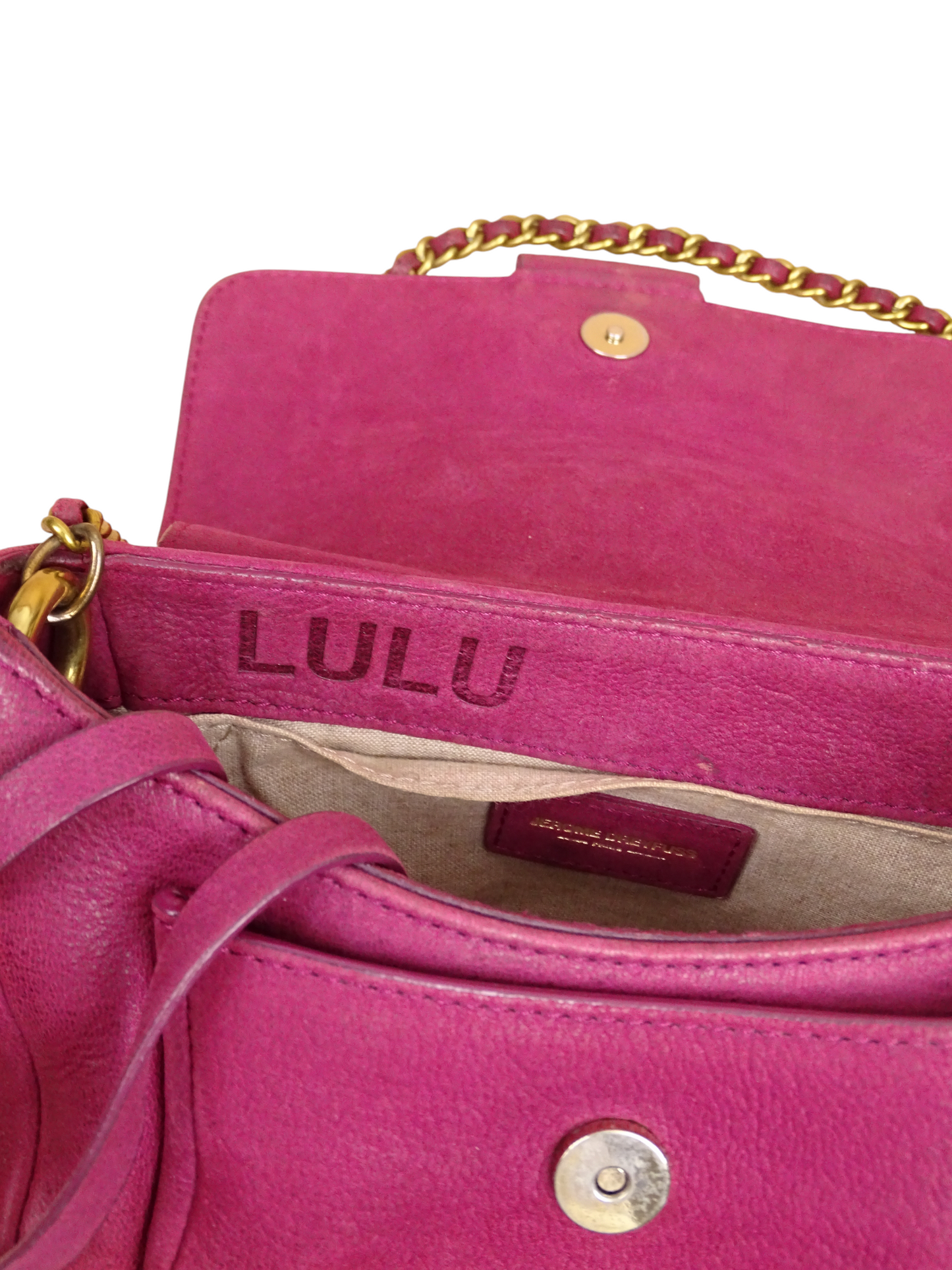 Jérôme Dreyfuss Sac Bandoulière "Lulu" S Daim Cuir Rose Fuschia