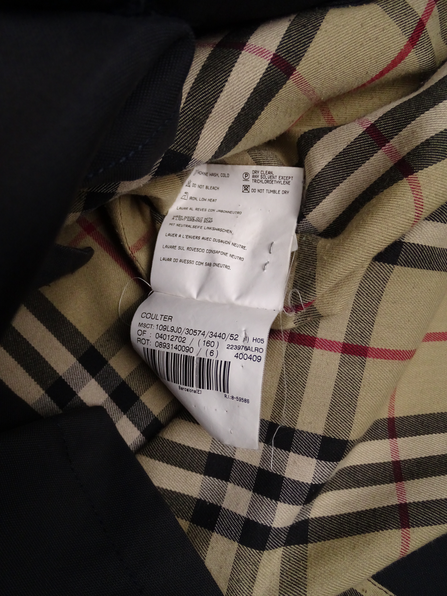 Burberry Trench Gris XL Homme Manteau Long Tartan Nova Check