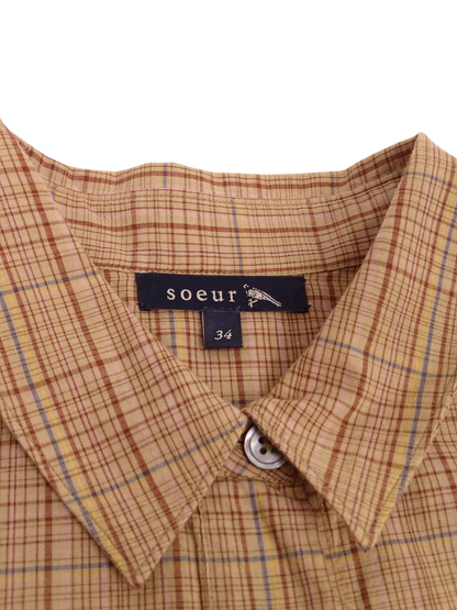 Soeur Chemise Modèle "Falaise" Carreaux Beige Marron XS Femme