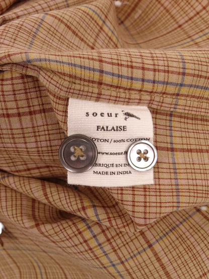 Soeur Chemise Modèle "Falaise" Carreaux Beige Marron XS Femme