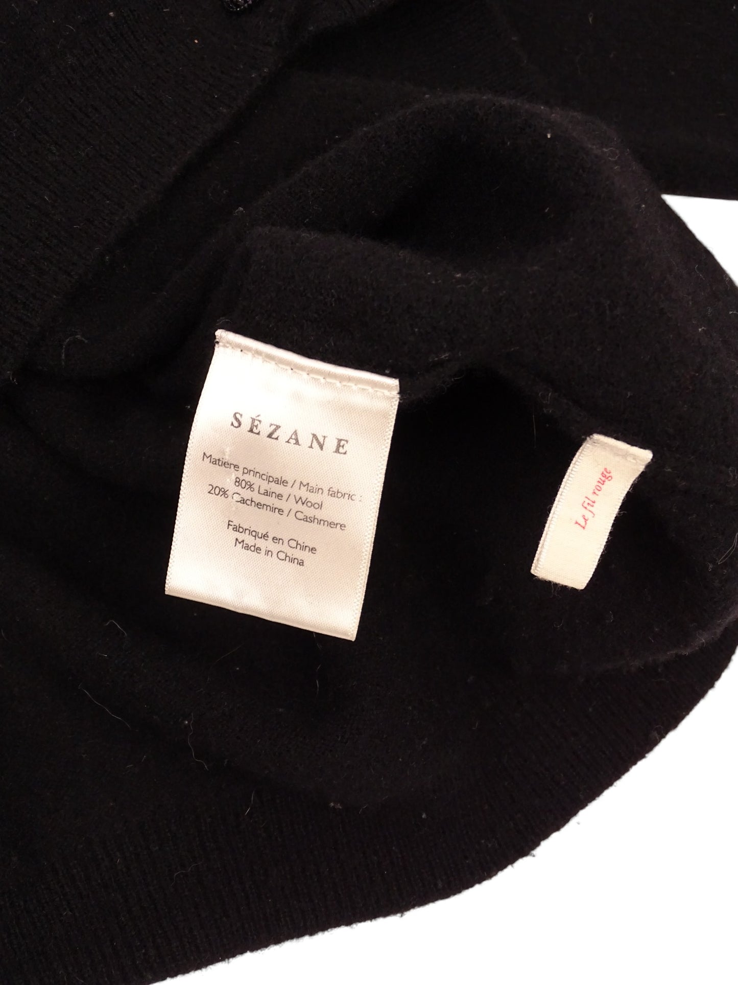 Sézane Cardigan Noir 80% Laine 20% Cachemire XS Femme