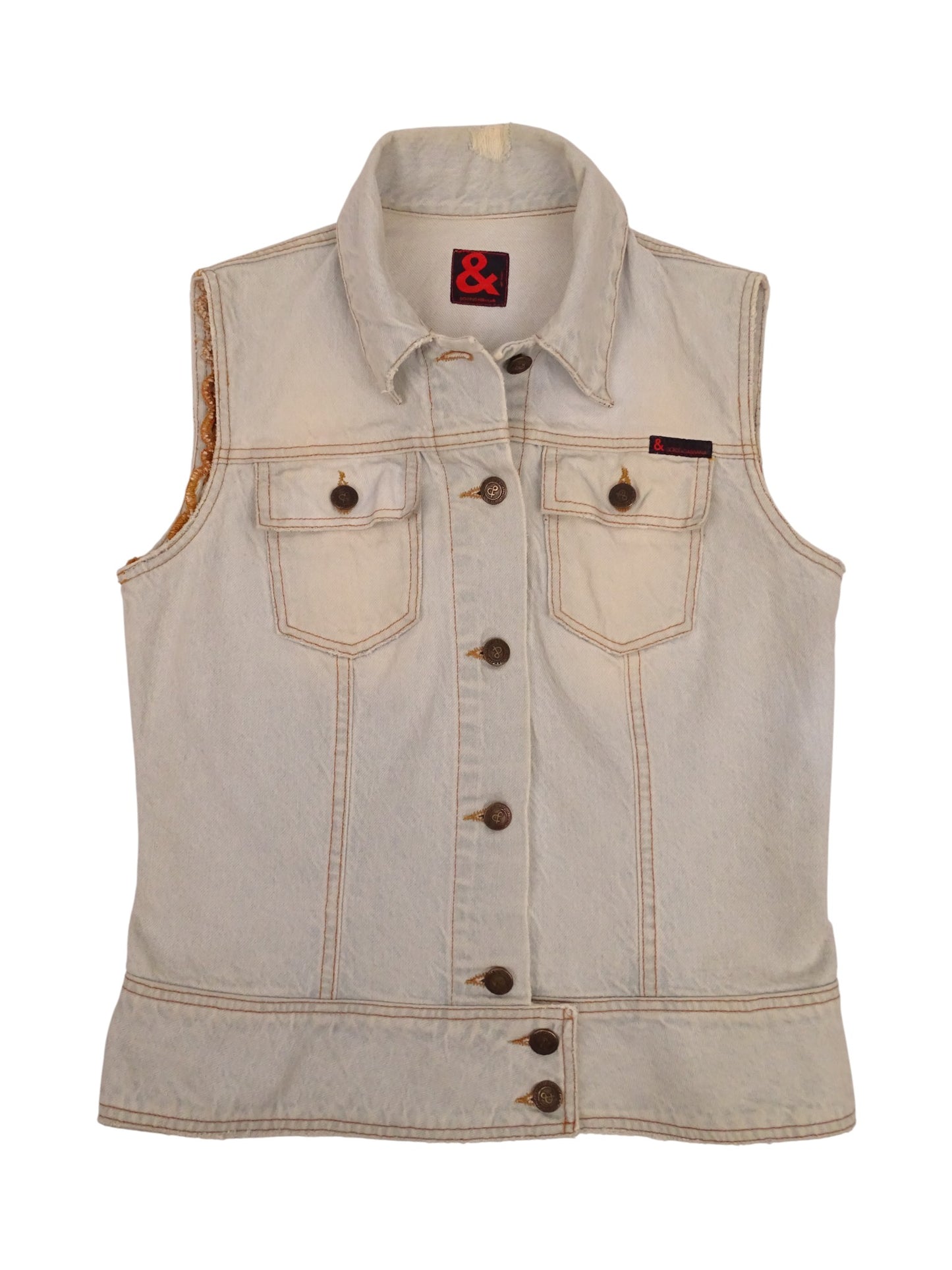 Dolce & Gabbana Veste En Jean Sans Manches Bleu Clair Vintage M Femme