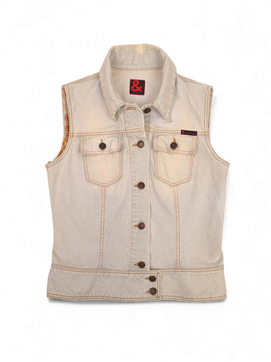 Dolce & Gabbana Veste En Jean Sans Manches Bleu Clair Vintage M Femme