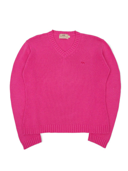 Burberry Pull Col V Rose Coton L Femme