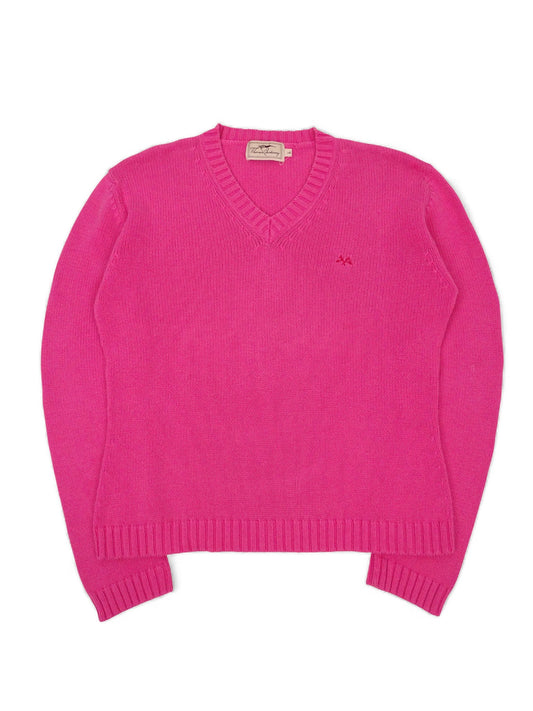 Burberry Pull Col V Rose Coton L Femme