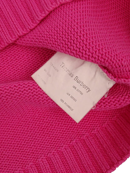 Burberry Pull Col V Rose Coton L Femme
